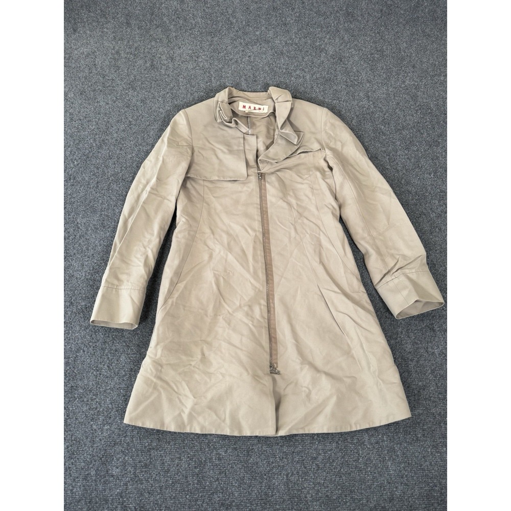 Marni Trench‎ Coat Womens Size 38 Beige 100% Cotton